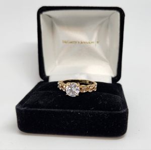 New stylish gold floral ring stainless steel lab diamonds